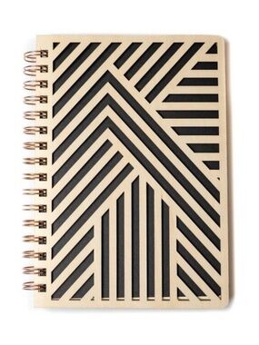 Denik - Clyde Die Cut Wood Cover Black Spiral Lined Subject Journal Notebook